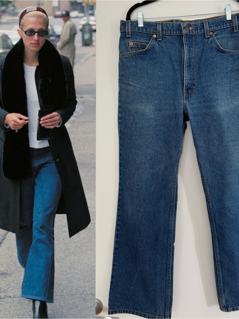 ASO Carolyn Bessette Kennedy | Levi's 517 Vintage Orange Tab Bootcut Denim